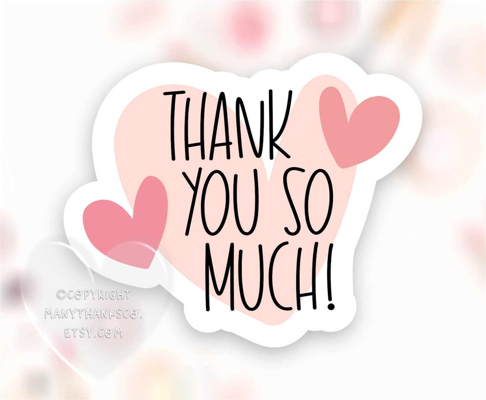 Thank You so Much Sticker PNG Small Business Shop Labels Etsy