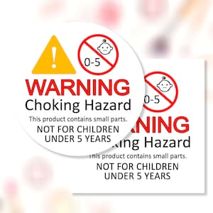 0-5 verstikkingsgevaar Afdrukbare sticker, png-bestand, waarschuwing niet voor kinderen jonger dan 5 jaar Bedrijfslabel, kleine onderdelen print gesneden downloaden voor Cricut Avery