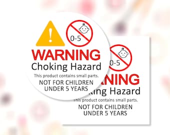 0-5 Choking Hazard Printable Sticker PNG, Warning Not for Children Under 5 Business Label, Small Parts  Print Cut Download for Cricut Avery