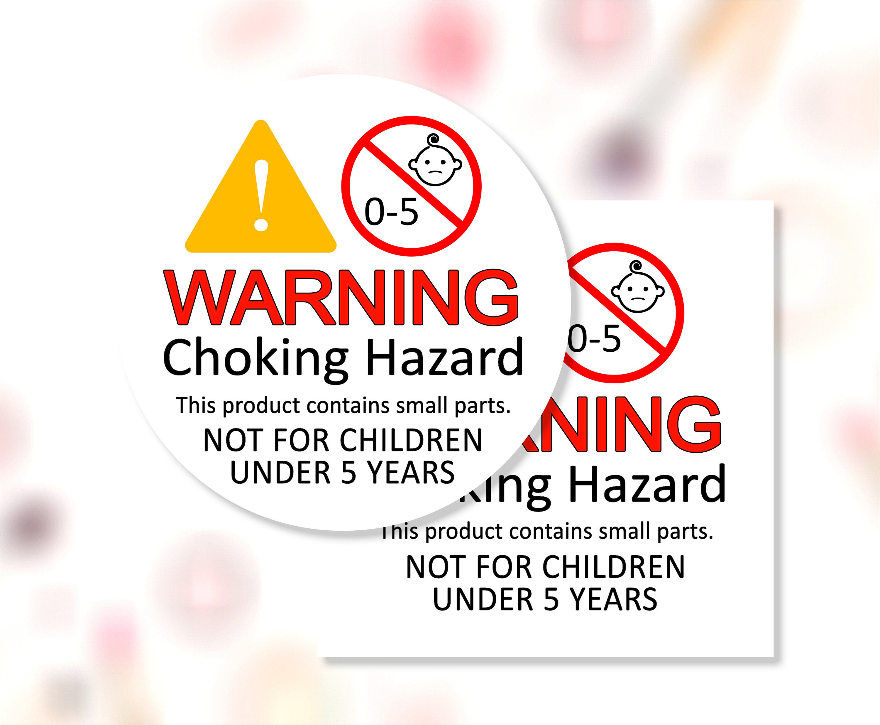 0-5 Choking Hazard Printable Sticker PNG, Warning Not for Children
