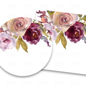 Etichette vuote Cerchio + Quadrato, Autunno Fiori acquerello, Per grazie Adesivi, Etichette regalo, Modello etichette prodotto, Avery Cricut PNG Download