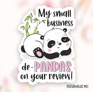 Laisser un avis Autocollant Télécharger PNG, Mignon Panda Bear Pun Petite entreprise Happy Mail Étiquettes, Merci Boutique Paquet Décalcomanies, Imprimer Couper Modèle