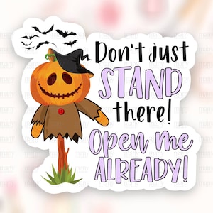 Halloween Sticker Download, Open me al kleine bedrijf Happy Mail Label, Vogelverschrikker Winkel Dank u pakket decal, Cricut Sjabloon PNG SVG