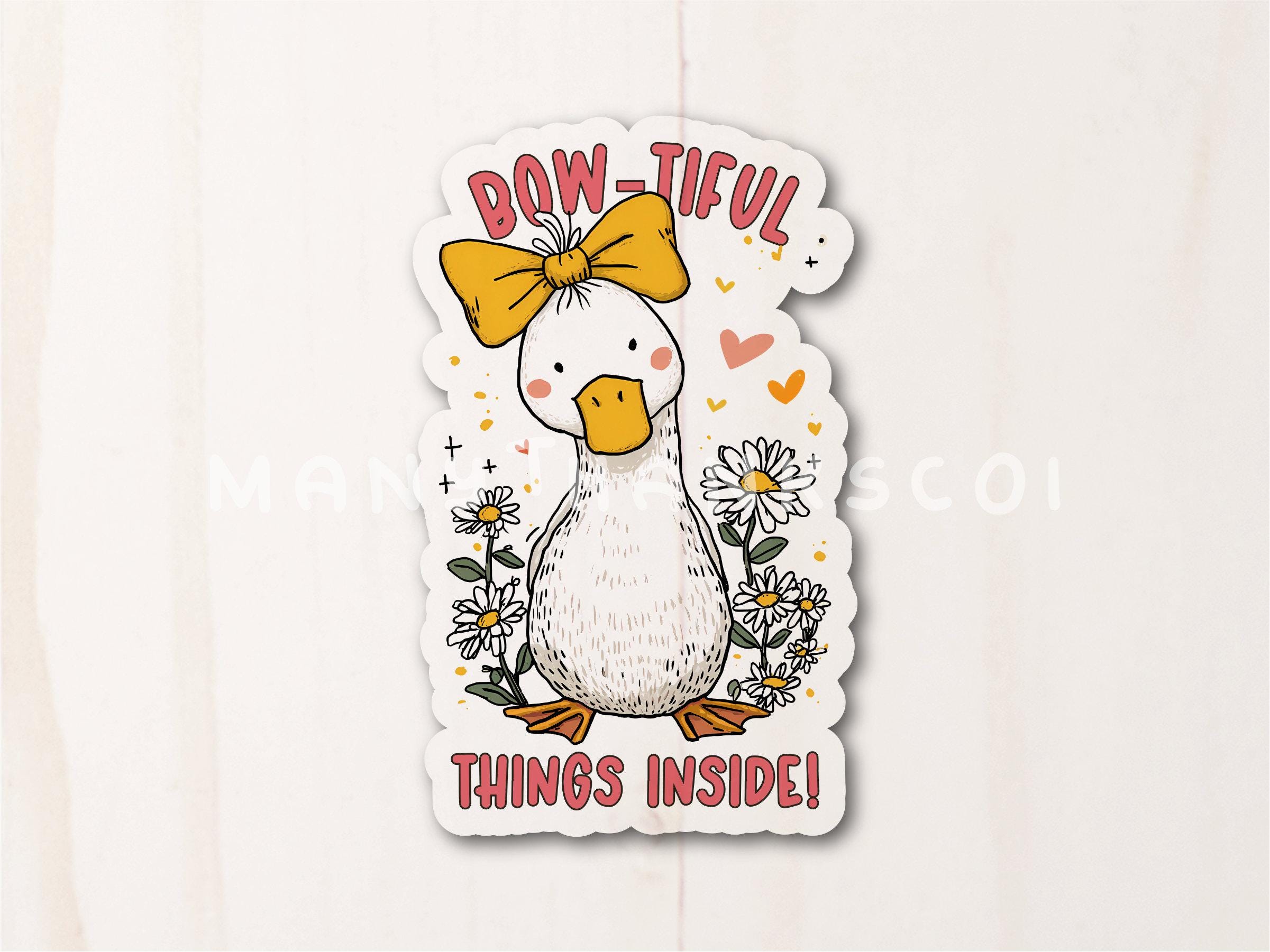 Beautiful Things Inside Printable Sticker PNG, Funny Doodle Cute Duck ...