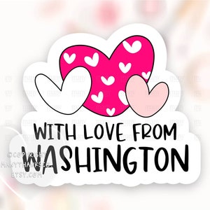 De Washington adesivo PNG, etiqueta de correio feliz para pequenas empresas, corações com amor, selo de pacote de agradecimento, Cricut Avery Print Cut Download SVG