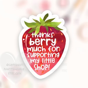 Merci d’avoir soutenu My Little Shop Sticker PNG, Strawberry Pun Small Business Happy Mail Labels, Cute Shop Package Seals, Cricut Print Cut