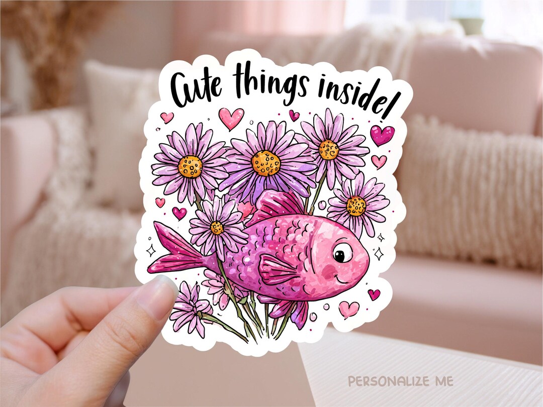 Cute Things Inside Printable Sticker PNG, Cartoon Doodle Fish Print Cut ...