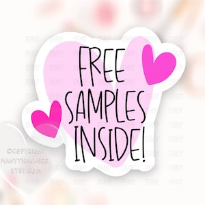 Free Samples Inside Sticker PNG, Small Business Shop Labels, Purple Pink Heart Happy Mail Package Seals, Cricut Avery Print Cut Download SVG