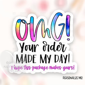 OMG votre commande a fait mon jour modèle d’autocollant, j’espère que ce paquet rend votre petite entreprise heureuse Étiquettes de courrier, mignon magasin paquet Télécharger SVG