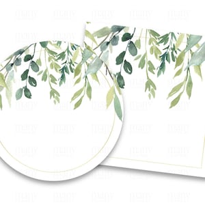 Lege labels, bladgroene bladeren bloemenrand cirkel + vierkant, met zonder gouden frame voor bedank stickers, cadeaulabels, productetiketten