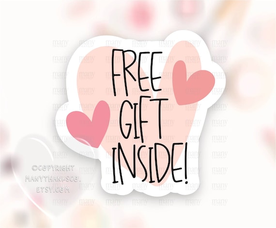 Free Gift Inside Sticker PNG, Small Business Shop Labels, Blush Pink Heart  Happy Mail Package Seals, Cricut Avery Print Cut Download SVG 