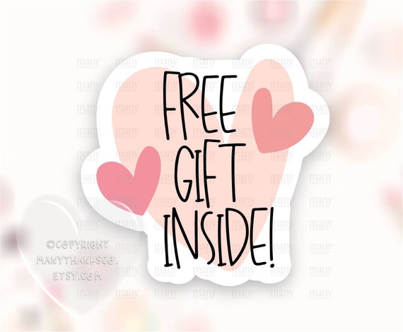 Free Gift Inside Sticker PNG, Small Business Shop Labels, Blush Pink Heart  Happy Mail Package Seals, Cricut Avery Print Cut Download SVG 