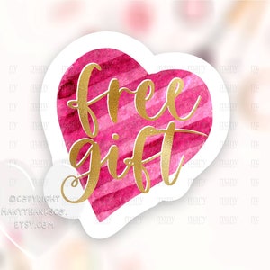 Gratis cadeau sticker PNG, goud roze hart kleine bedrijf happy mail labels, schattige Valentijn dank u pakket zegels, Cricut Avery print gesneden SVG