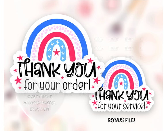 Red Order Sticker Red White Blue Shop Package Seal USA Stars Small Business Happy Mail ...