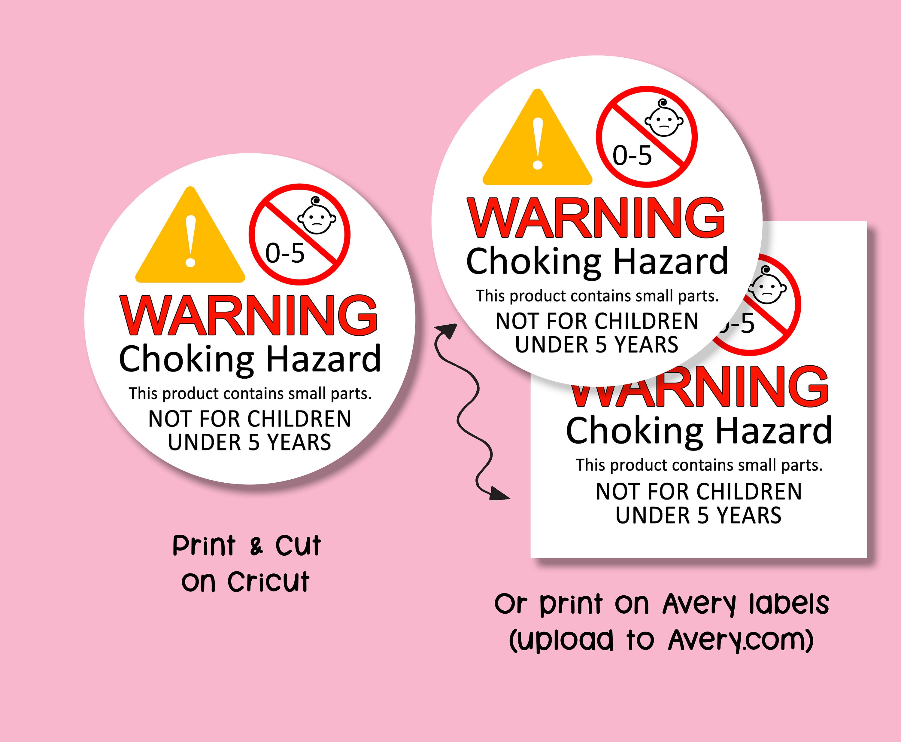 0-5 Choking Hazard Printable Sticker PNG, Warning Not for Children