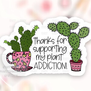 Merci de soutenir mon autocollant de dépendance aux plantes PNG, mignon petite entreprise happy mail label, merci sceau d’emballage, Cricut Avery Télécharger