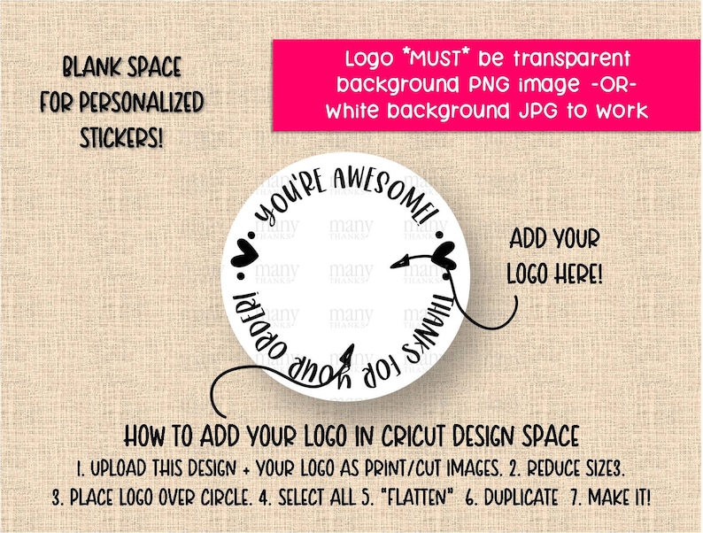 Add Your Logo Sticker PNG, DIY Personalized Thanks for Your Order Small ...