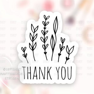 Dank u stickers PNG, zwart wit bloemen doodles kleine bedrijf labels, leuke winkel happy mail pakket zegels, Cricut Avery print gesneden SVG