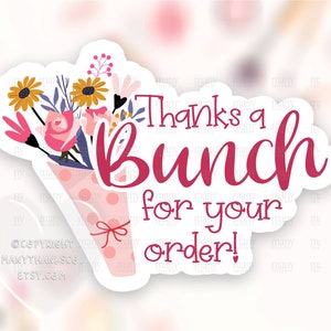 Merci beaucoup pour votre commande Autocollant PNG, Floral Small Business Happy Mail Label, Pink Flowers Pun Package Seals, Cricut Avery Télécharger SVG