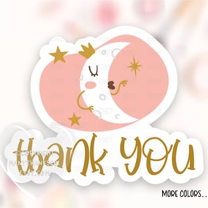 Dank u sticker PNG, Boho Halve Maan Sterren Kleine Onderneming Dank u Label, Cute Baby Shower Package Seal, Cricut Silhouet Avery Print Cut
