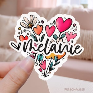 GEPERSONALISEERDE bloemen hart sticker png, leuk aangepast doodle hart afdrukbaar, jouw naam bloem bloesem envelop zeehonden print gesneden sjabloon