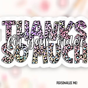 Grazie per il download dell'adesivo della posta dell'ordine, Leopard Print Small Business Happy Mail Labels, Grazie Decalcomanie del pacchetto, Modello Cricut PNG