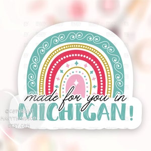 Von Michigan Sticker PNG, Small Business Happy Mail Etiketten, Süße Boho Rainbow Thank You Paket Siegel, Cricut Avery Print Cut Download SVG