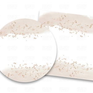 Etiquetas en blanco Círculo + Cuadrado, Beige Crema Pintura Oro salpicadura para DIY Gracias Pegatinas, Etiquetas, Etiquetas de Negocios, Etiquetas de Botella, Avery Cricut