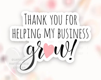 Thank You For Helping My Business Grow Sticker PNG, Schwarz Weiß Small Business Paket Label, Süße Pink Herz Shop Zubehör, Cricut Download