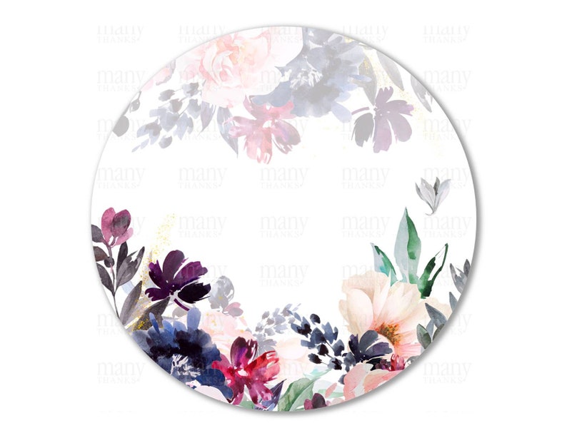 May include: A round floral design with a white background. The flowers are in shades of pink, purple, and blue. The design is perfect for a wedding or other special occasion.
