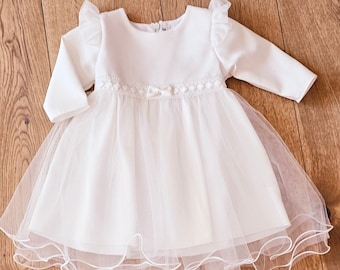 Taufkleid Babykleid  baptism dress ivory size 62 68 74 80 86 Baby girl dress with tulle Baby girl wedding dress, robe de baptême