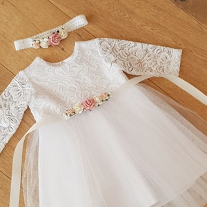 Taufkleid, Baptism dress Gr. 62, 74 Weiß Babykleid Christening dress baby girls lace dress with tulle