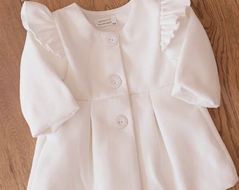 Baptism coat, Ivory coat for baby girl, christening coat, ivory fleece coat for baby girl 62, 68, 74, 80, 86