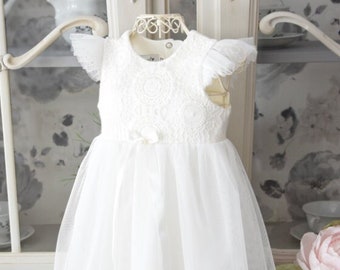 Taufkleid, Festkleid vestido de bautismo marfil Gr. 62 Babykleid Taufkleidung für Mädchen vestido de bautizo niña boda