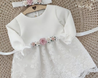 Taufkleid Mädchen Baby, Festkleid Taufkleid Elfenbeinkleid, Babykleid, Baby Boho Kleid Baby Mädchen Spitzenkleid, Hochzeit Baby Mädchen Kleid