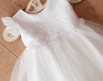 Taufkleid Babykleid Festkleid baptism dress ivory size 62 68 74 80 86 Baby girl dress with lace and tulle Baby girl wedding dress