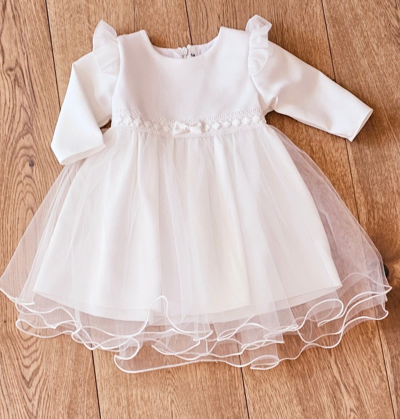 Taufkleid Babykleid robe de baptême ivoire taille 62 68 74 80 86 Robe bébé fille avec tulle Robe de mariée bébé fille, robe de baptême image 1