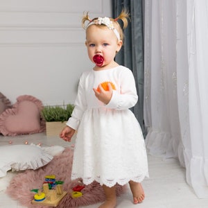 Taufkleid Mädchen Baby, Festkleid Taufkleid Elfenbeinkleid, Babykleid, Baby Boho Kleid Baby Mädchen Spitzenkleid, Hochzeit Baby Mädchen Kleid Bild 8