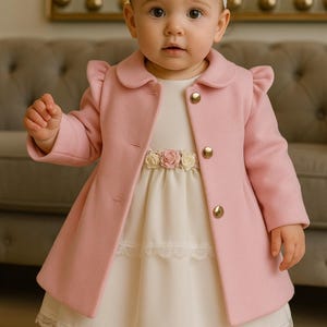 Rosa mantel, Babymantel für ein Mädchen, Rosa Taufmantel, Rosa Fleecemantel für Mädchen 62, 68, 74, 80, 86