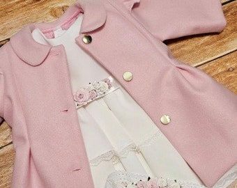 Manteau Rosa, Babymantel für ein Mädchen, Taufmantel, Rosa Fleecemantel für Mädchen 62, 68, 74, 80, 86