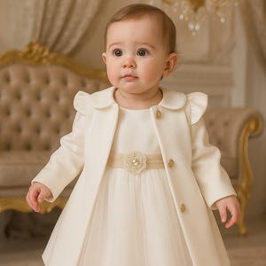 Taufkleid + Mantel + Mütze ivory, taufset, Taufkleidung für Mädchen Taufoutfit, taufmantel