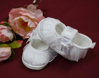 Taufschuhe, Babyschuhe, Chaussures blanches pour bébé fille 0-12 mois, chaussures de baptême pour bébé fille, chaussures pour tout-petits