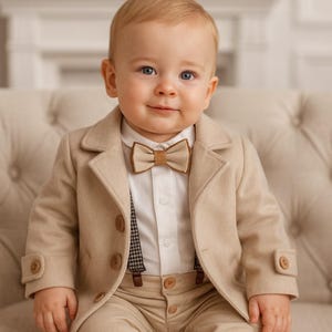 taufanzug mit jacke Babyanzug Taufoutfit jungen Taufkleidung taufset Jungen Taufoutfit Fleecejacke beige Jacke Taufkleidung für einen Jungen