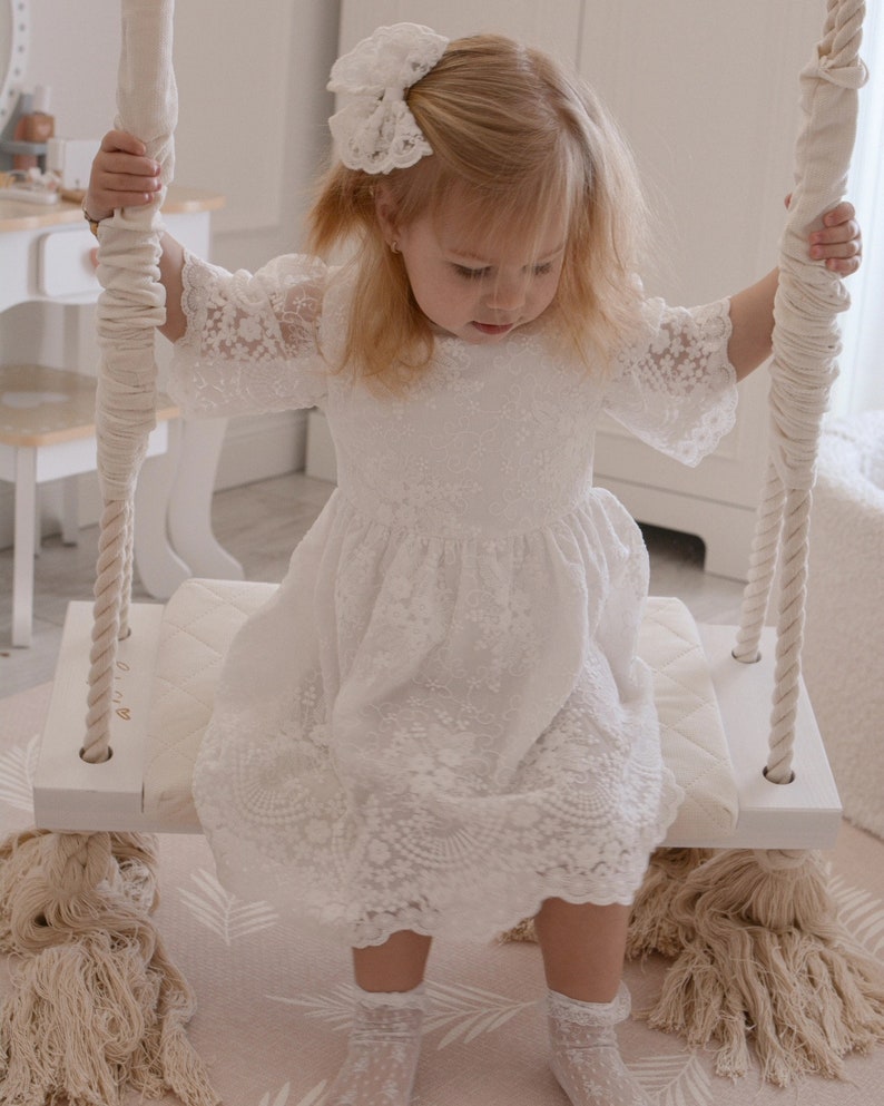 Taufkleid, Taufkleid, Taufkleid elfenbeinfarben, Baby-Mädchen-Boho-Kleid, Baby-Mädchen-Spitzenkleid, Baby-Mädchen-Hochzeitskleid Bild 5