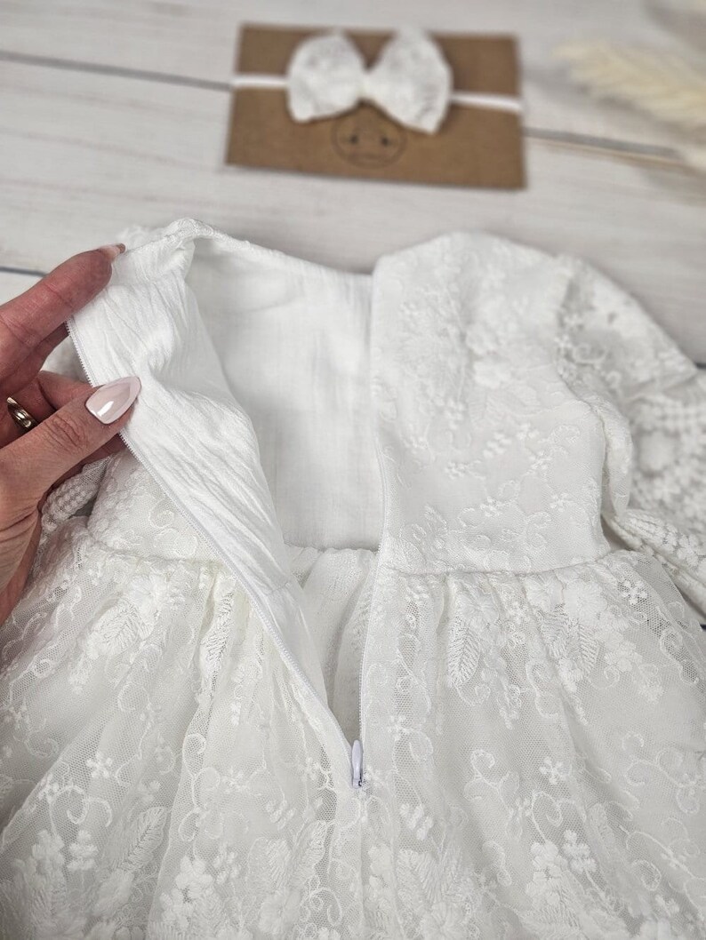 Taufkleid, Taufkleid, Taufkleid elfenbeinfarben, Baby-Mädchen-Boho-Kleid, Baby-Mädchen-Spitzenkleid, Baby-Mädchen-Hochzeitskleid Bild 3