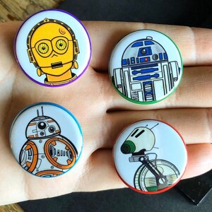 Droid Button Set- 1.25 inches Handmade