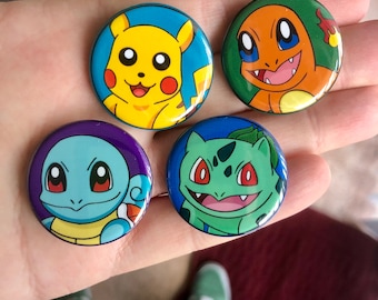 Pokemon Starters Button Pack- 1.25 inch buttons