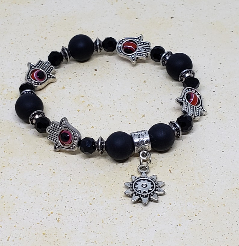 Onyx Bracelet Hamsa Hand Protection
