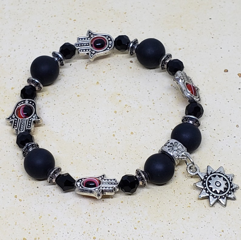 Onyx Bracelet Hamsa Hand Protection