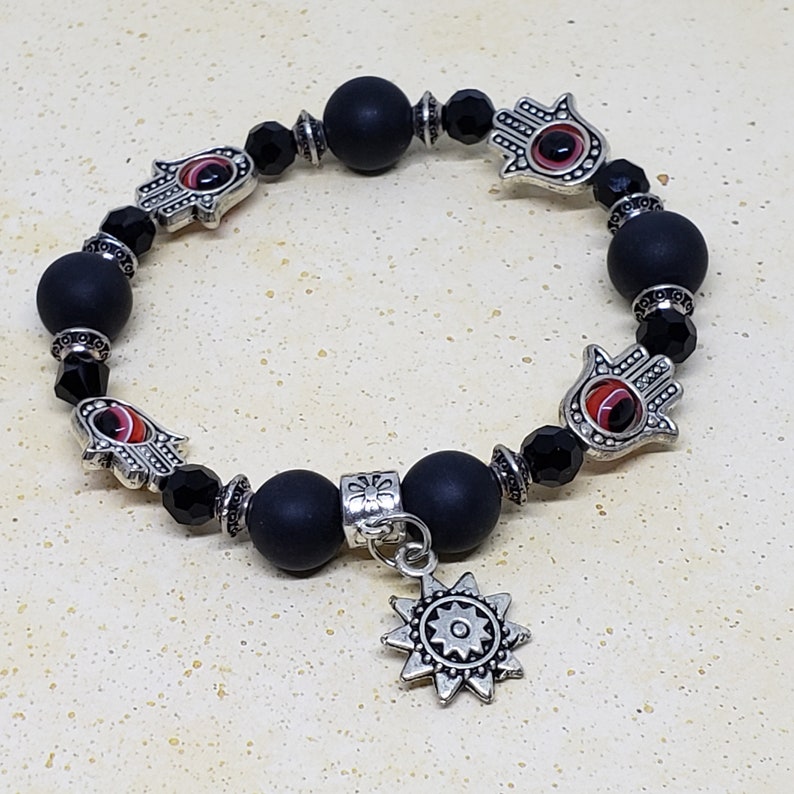 Onyx Bracelet Hamsa Hand Protection